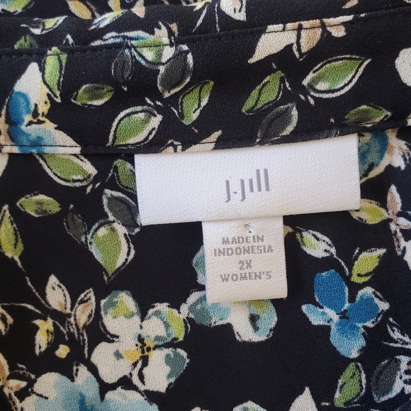 J. Jill Layered Floral Tunic Size 2X Long Sleeve Button-up Relaxed Shirt Fall - Picture 13 of 14